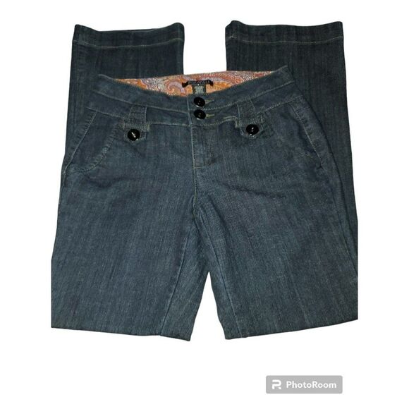 Roz Ali Jeans Womens 6  Black Denim Flare Mid Rise Stretch Buttons
Retro - Picture 1 of 5